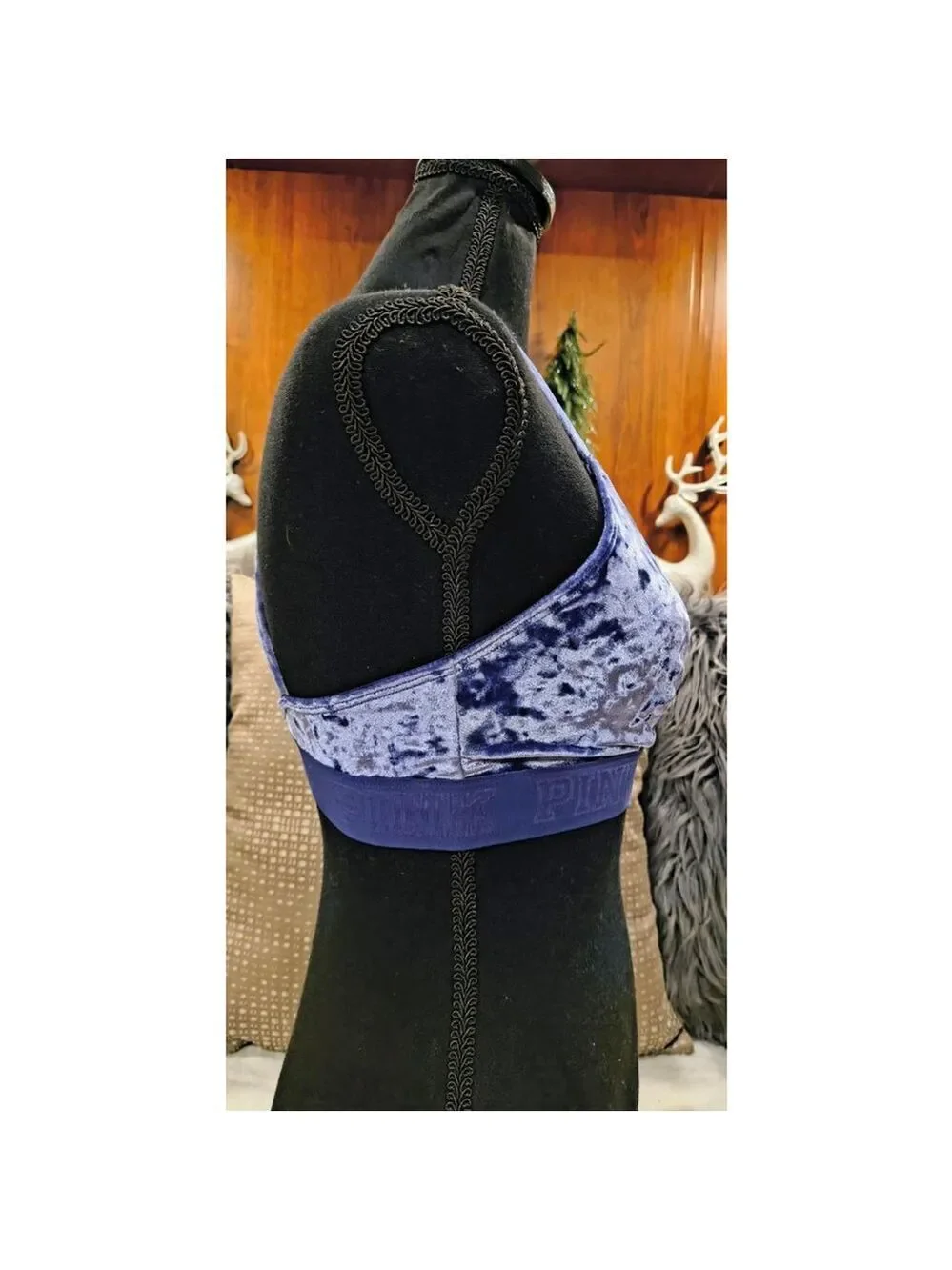PINK Blue Velvet Bralette Women's